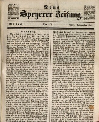 Neue Speyerer Zeitung Mittwoch 1. September 1841