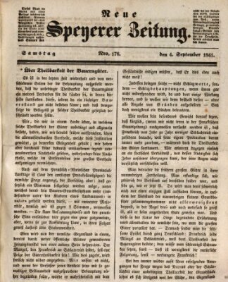 Neue Speyerer Zeitung Samstag 4. September 1841