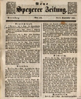 Neue Speyerer Zeitung Dienstag 7. September 1841