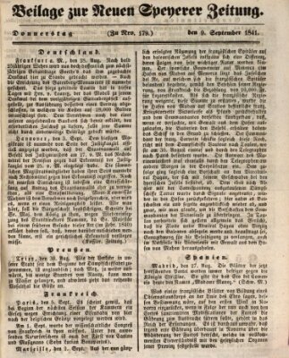Neue Speyerer Zeitung Donnerstag 9. September 1841