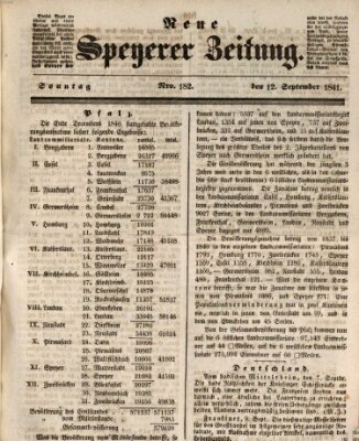 Neue Speyerer Zeitung Sonntag 12. September 1841