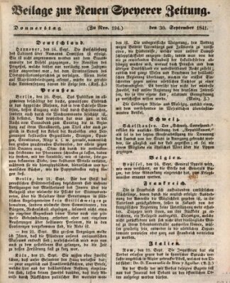 Neue Speyerer Zeitung Donnerstag 30. September 1841