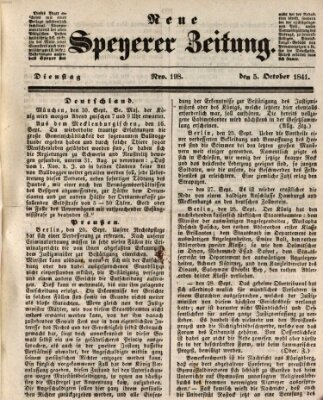 Neue Speyerer Zeitung Dienstag 5. Oktober 1841