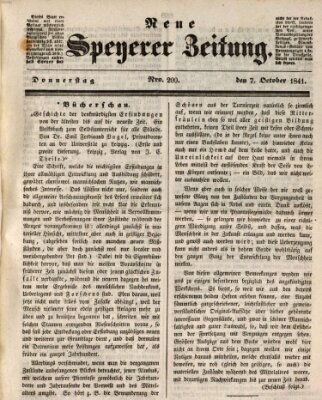 Neue Speyerer Zeitung Donnerstag 7. Oktober 1841