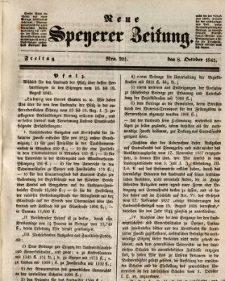 Neue Speyerer Zeitung Freitag 8. Oktober 1841