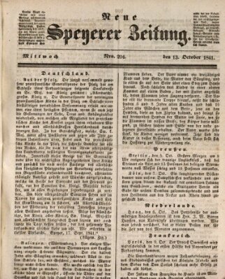 Neue Speyerer Zeitung Mittwoch 13. Oktober 1841