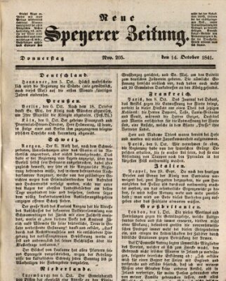 Neue Speyerer Zeitung Donnerstag 14. Oktober 1841