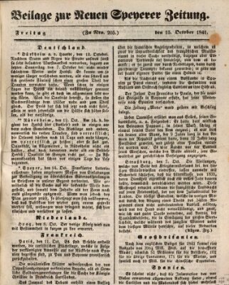 Neue Speyerer Zeitung Freitag 15. Oktober 1841