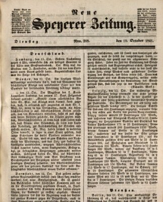 Neue Speyerer Zeitung Dienstag 19. Oktober 1841