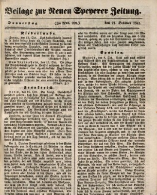 Neue Speyerer Zeitung Donnerstag 21. Oktober 1841