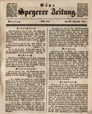 Neue Speyerer Zeitung Freitag 22. Oktober 1841