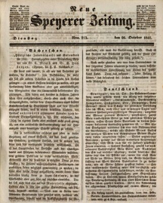 Neue Speyerer Zeitung Dienstag 26. Oktober 1841