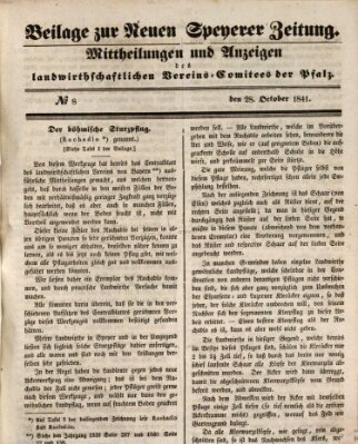 Neue Speyerer Zeitung Donnerstag 28. Oktober 1841