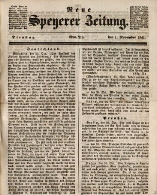 Neue Speyerer Zeitung Montag 1. November 1841