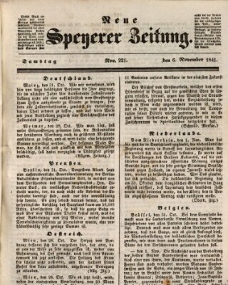 Neue Speyerer Zeitung Samstag 6. November 1841