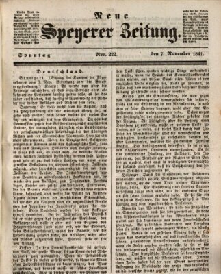 Neue Speyerer Zeitung Sonntag 7. November 1841