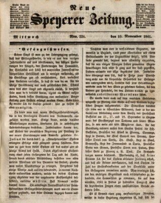 Neue Speyerer Zeitung Mittwoch 10. November 1841