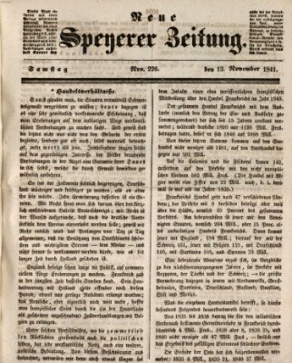 Neue Speyerer Zeitung Samstag 13. November 1841