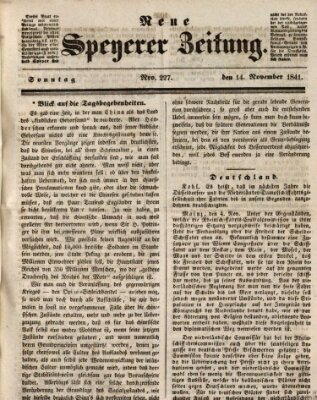 Neue Speyerer Zeitung Sonntag 14. November 1841