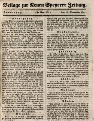 Neue Speyerer Zeitung Donnerstag 18. November 1841