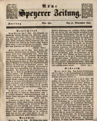 Neue Speyerer Zeitung Freitag 19. November 1841