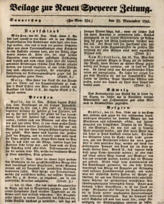 Neue Speyerer Zeitung Donnerstag 25. November 1841