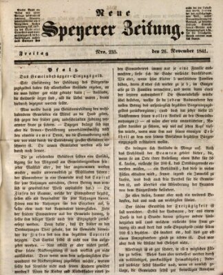 Neue Speyerer Zeitung Freitag 26. November 1841