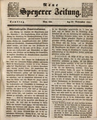 Neue Speyerer Zeitung Samstag 27. November 1841