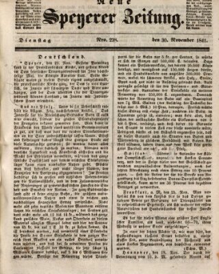 Neue Speyerer Zeitung Dienstag 30. November 1841