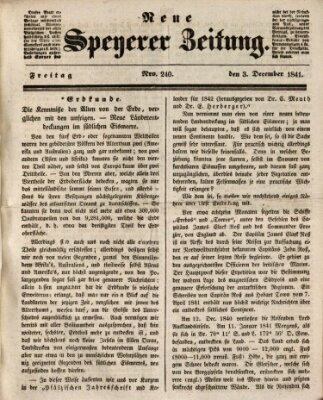 Neue Speyerer Zeitung Freitag 3. Dezember 1841