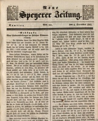 Neue Speyerer Zeitung Samstag 4. Dezember 1841