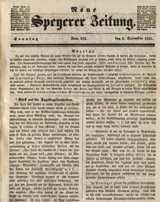 Neue Speyerer Zeitung Sonntag 5. Dezember 1841