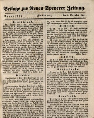 Neue Speyerer Zeitung Donnerstag 9. Dezember 1841