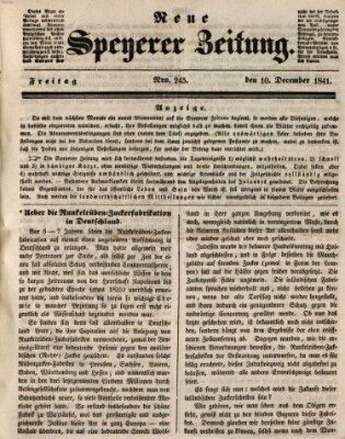 Neue Speyerer Zeitung Freitag 10. Dezember 1841