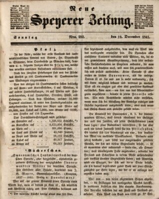 Neue Speyerer Zeitung Sonntag 19. Dezember 1841