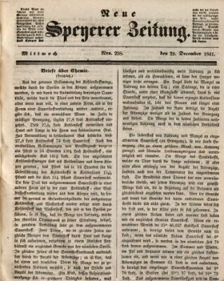 Neue Speyerer Zeitung Mittwoch 29. Dezember 1841