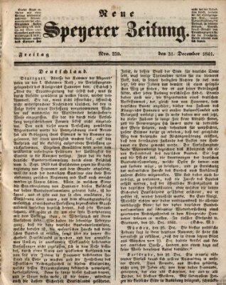 Neue Speyerer Zeitung Freitag 31. Dezember 1841