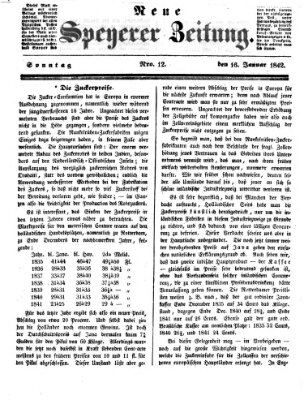 Neue Speyerer Zeitung Sonntag 16. Januar 1842