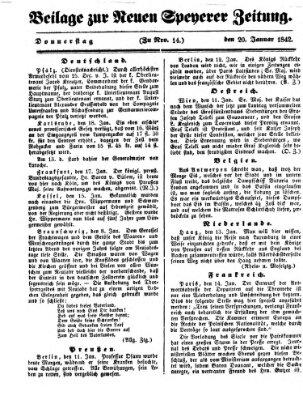 Neue Speyerer Zeitung Donnerstag 20. Januar 1842