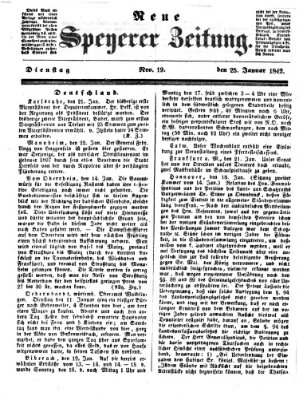 Neue Speyerer Zeitung Dienstag 25. Januar 1842