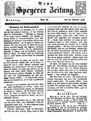 Neue Speyerer Zeitung Sonntag 30. Januar 1842