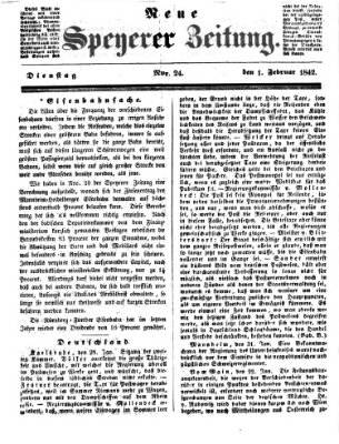 Neue Speyerer Zeitung Dienstag 1. Februar 1842