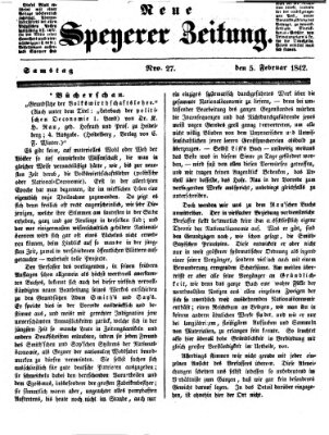 Neue Speyerer Zeitung Samstag 5. Februar 1842