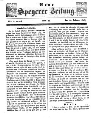 Neue Speyerer Zeitung Mittwoch 16. Februar 1842