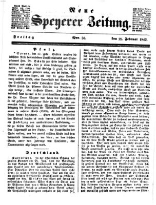 Neue Speyerer Zeitung Freitag 18. Februar 1842