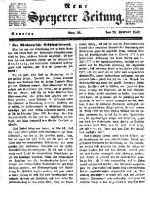 Neue Speyerer Zeitung Sonntag 20. Februar 1842