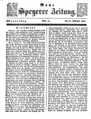 Neue Speyerer Zeitung Donnerstag 24. Februar 1842