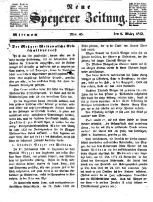 Neue Speyerer Zeitung Mittwoch 2. März 1842