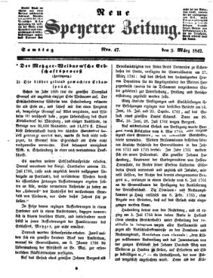 Neue Speyerer Zeitung Samstag 5. März 1842