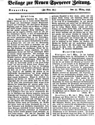 Neue Speyerer Zeitung Donnerstag 10. März 1842